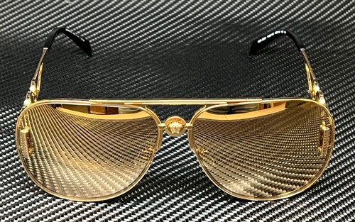 Pre-owned Versace Ve2255 100203 Gold Mirror Unisex Large 63 Mm Sunglasses