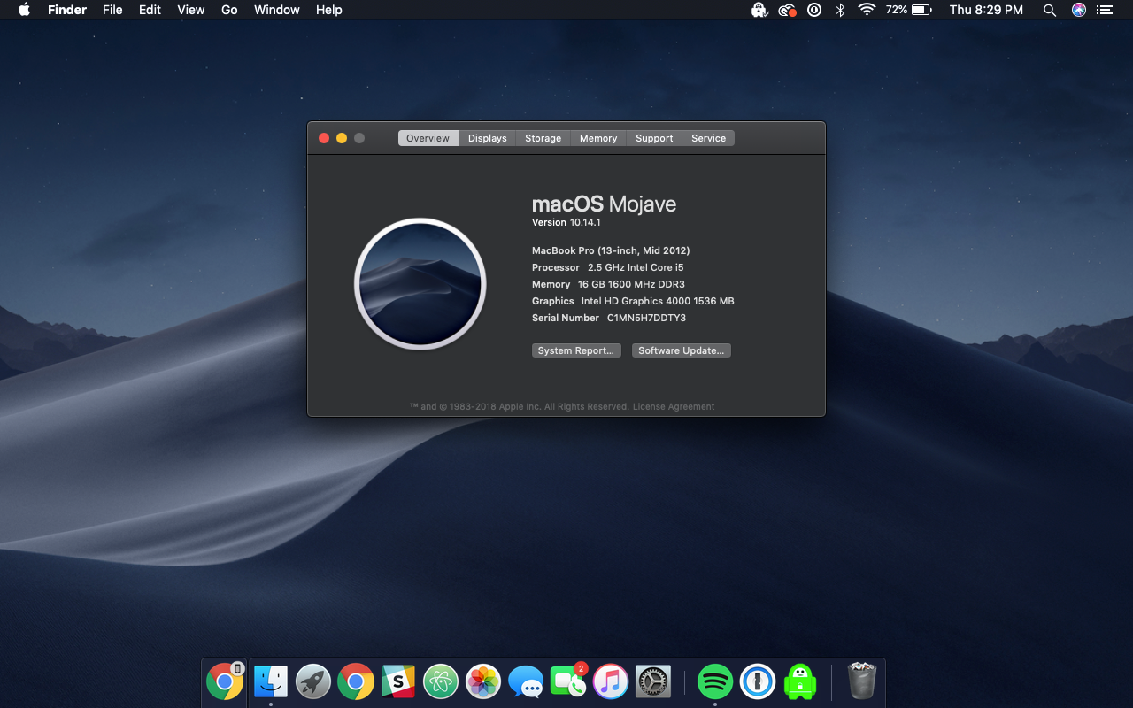 MacBook Pro (13-inch, Mid 2012) 2.5GHz i5 16GB 500GB SSD