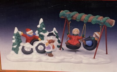 Caldor Share the Joy Christmas Village Accessories Kids On Swing in Park Vintage