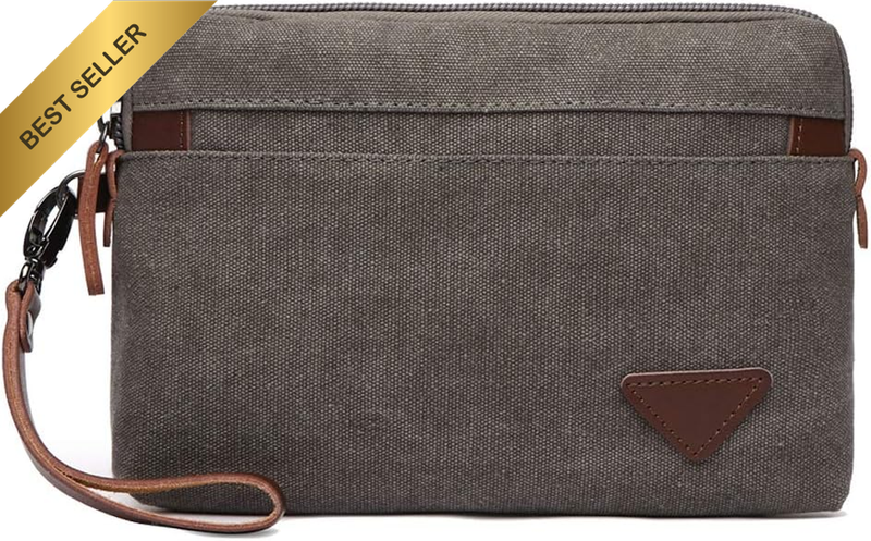 Canvas Wristlet Bag Large Clutch Wallet Purse Zipper Pouch Handbag Organizer wit