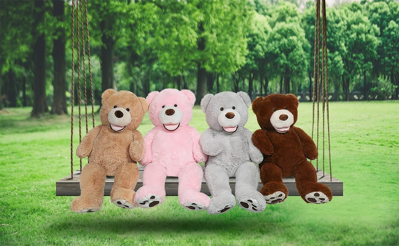 Morismos Giant Teddy Bear with Big Footprints Plush Stuffed Animals Light Brown