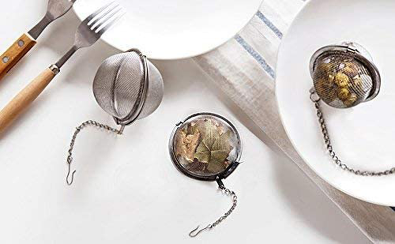 Tea Infuser Ball Mesh Loose Leaf Herb Strainer Stainless Steel Secure Lock 2 Pcs