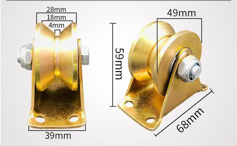 4Pcs 2 Inch V Groove Wheel Sliding Gate Bracket Roller Heavy Duty Caster Wheels