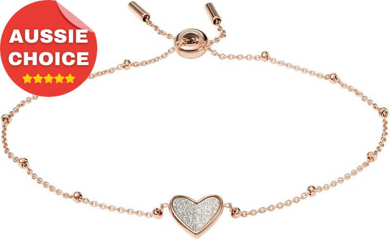 Rose Gold-Tone Stainless Steel Chain Beaded Bracelet Women's Fashion Jewelry