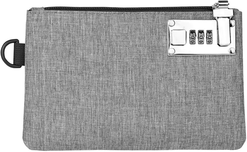 Lockable Money Bag - 5X8 Inches Durable Nylon Locking Bank Coin Purse for Cash,