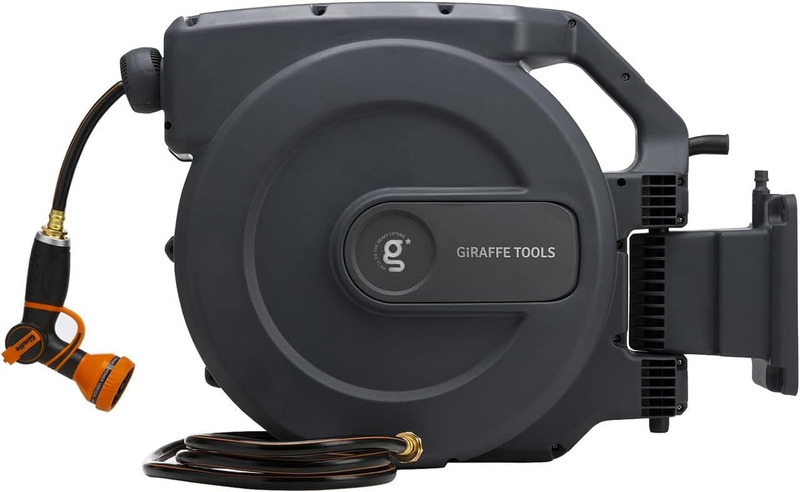 Hose Reel 1/2" X 155 Ft, Heavy Duty Retractable Garden Hose Reel with Any Length