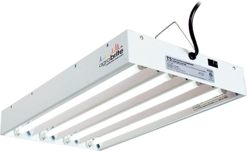 Hydrofarm Agrobrite FLT24 T5 Fluorescent, 2 Foot, 4 Tube Grow Light System, 2-Fe