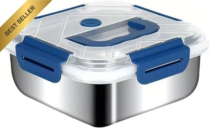 1800Ml Japanese-Style 316 Stainless Steel Portable Fresh-Keeping Square Sealed L