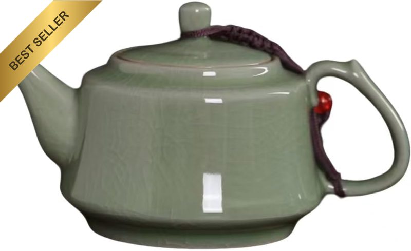 Celadon Porcelain Teapot with Rope, Handmade Ceramic Kung Fu Tea Pot with Lid, S