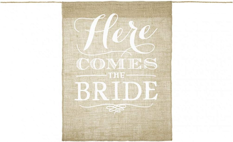 Mellilu Bride Wedding Banner Here Comes the Bride Jute 41 X 51 Cm Wedding Banner