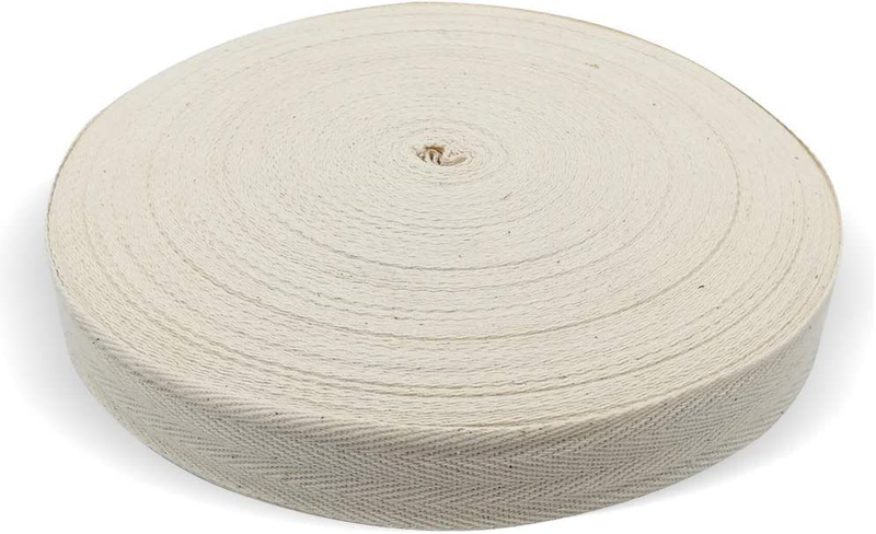 Natural Cotton Twill Tape Bunting Bias Tape 1 Inch Herringbone Webbing Tape Roll