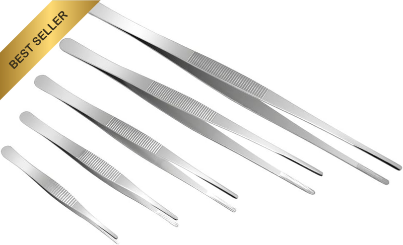 5 Pcs Stainless Steel Gardening Tweezers Set - Large Long Plant Tweezer for Succ