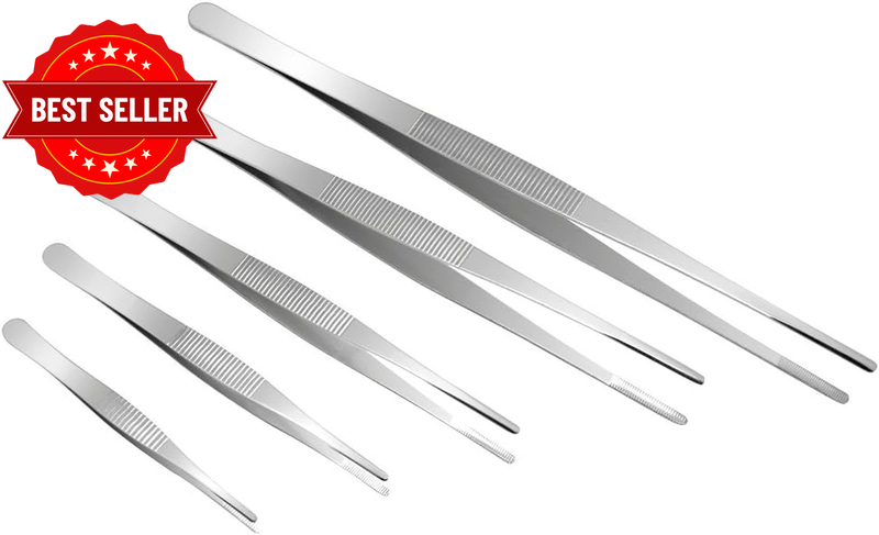 5 Pcs Stainless Steel Gardening Tweezers Set - Large Long Plant Tweezer for Succ