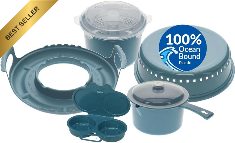 Ocean Bound Plastic Microwave Set – Bpa-Free, Dishwasher & Freezer Safe – Includ