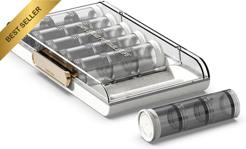 Portable Weekly Pill Organizer, High Capacity Pill Box with Detachable Daily Com