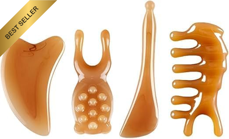 Facial Gua Sha Set 4Pcs Scraping Tool for Face Neck Eye Facial Massage Comb & Ma