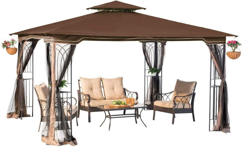 Sunjoy Brown Replacement Gazebo Canopy for 10 X 12 Regency II Patio Gazebo, Easi