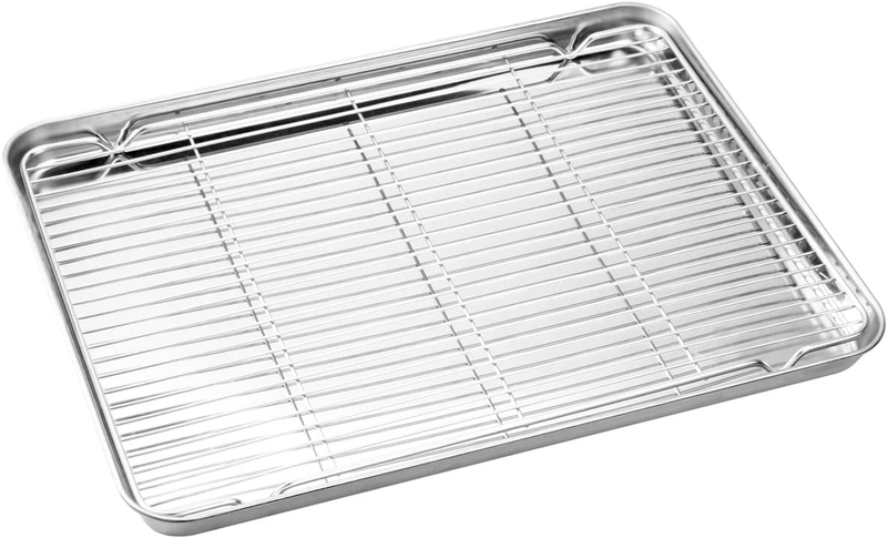 Stainless Steel Baking Set [2 Sheets + 2 Racks], Size 16 x 12 x 1 Inch, Non Toxi
