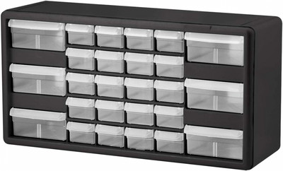 Akro-Mils 10726 26-Drawer 20-Inch by 10-1/4-Inch 6-3/8-Inch, Black Gray