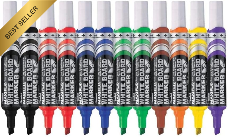 Maxiflo Whiteboard Marker Chisel Point 3-7.0Mm Nib Assorted Colours, Box of 12 M