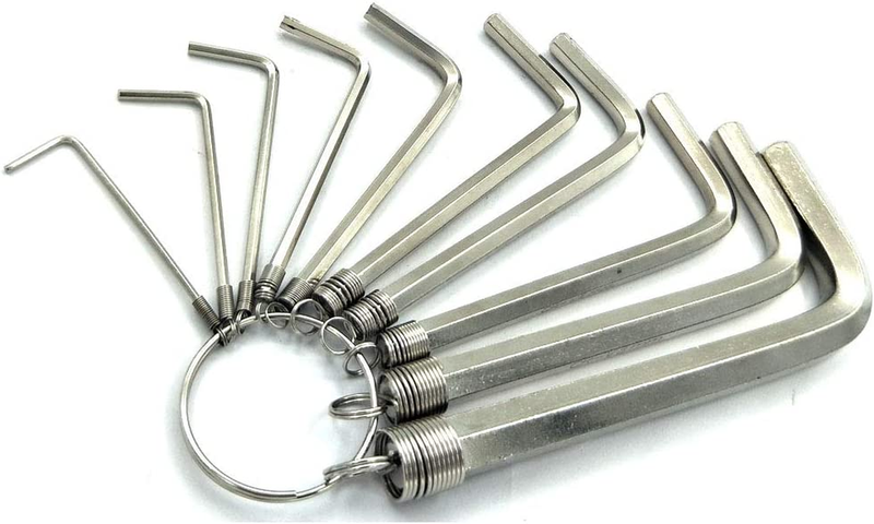 10 Pcs Allen Wrench Hex Key Set with Keychain Allen Wrench Bike Repair Tool, L S