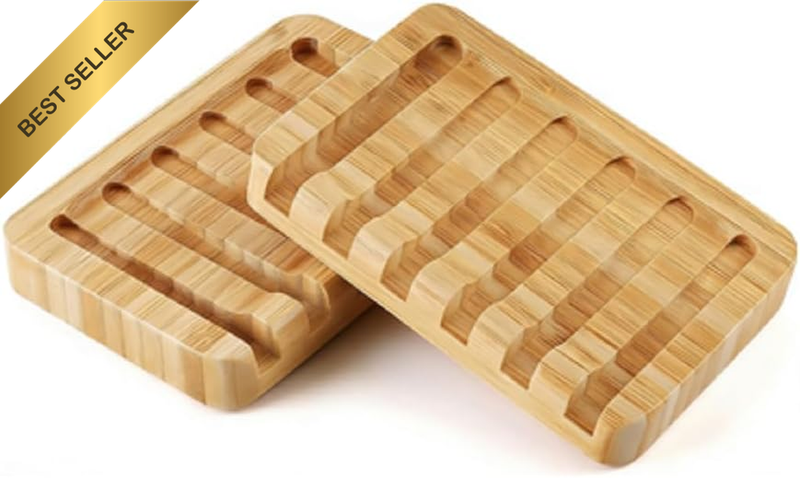 Shampoo Bar Holder Bamboo Soap Dish for Shower Soap Saver Tray Stand Self Draini