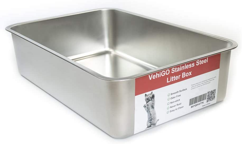 Extra Large Metal Cat Litter Box, Stainless Steel Durable Litter Pan for Large o