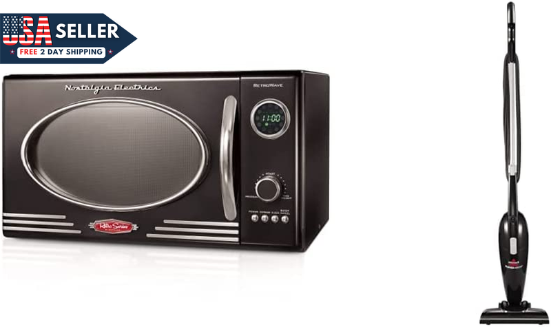 Nostalgia Retro Compact Countertop Microwave Oven 0.9 Cu. Ft. 800-Watts with LED