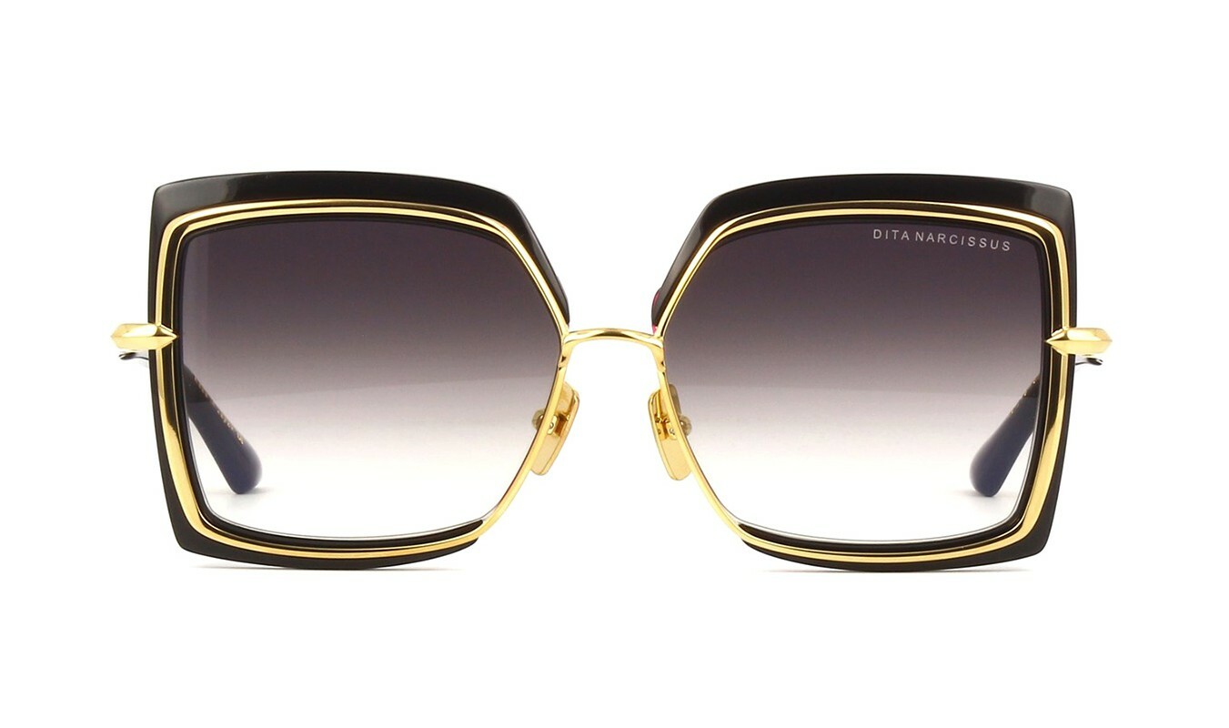 Pre-owned Dita Narcissus Black Yellow Gold/grey Shaded (01) Sunglasses In Gray