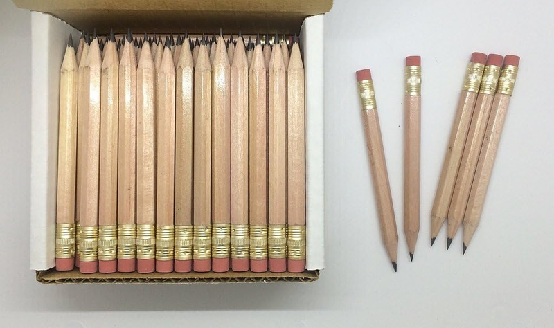 Half Pencils with Eraser - Golf, Classroom, Pew, Short, Mini - Hexagon, Sharpene
