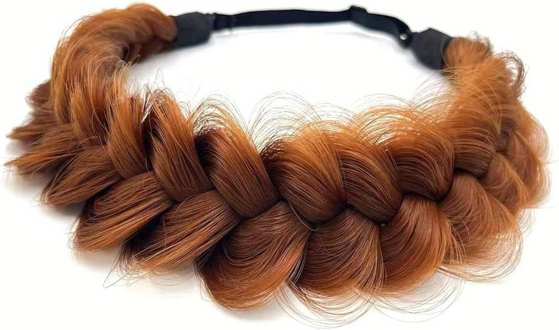 Synthetic Hair Braided Headband Classic Wide Strands Wedding Disorderly Fluffy B