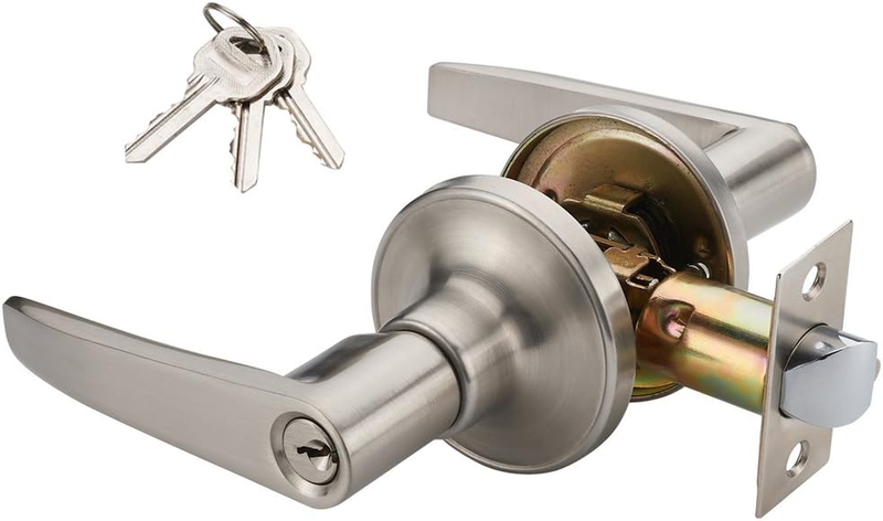 1 Pack of Lever Keyed Entry Door Lever Handle Lock, Universal Door Knob Hardwar
