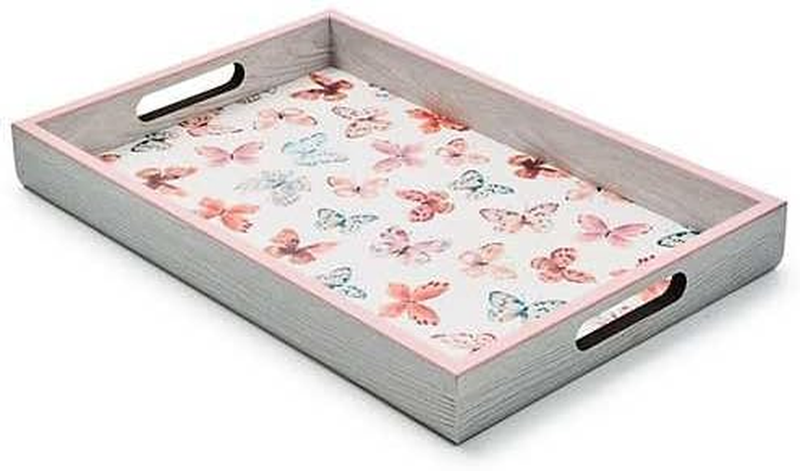 MACKENZIE CHILDS Wooden Tray with Handles, Rectangular, Butter...