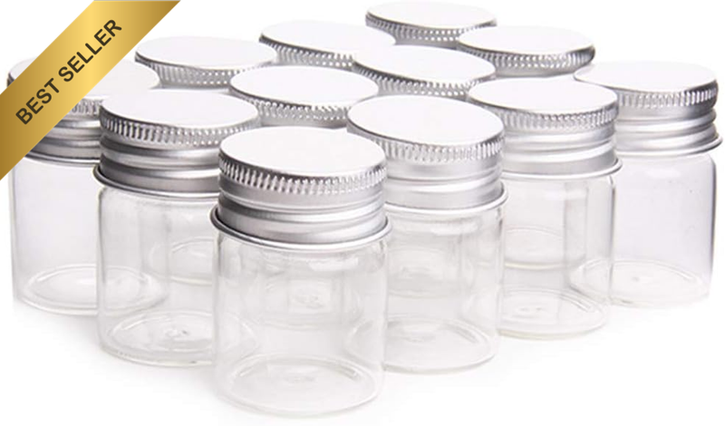 12 Pcs Empty Clear Glass Bottles with Screw Aluminum Cap Mini Container Jars for