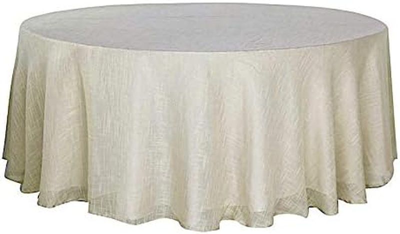Balsacircle 108-Inch Beige round Premium Polyester Faux Burlap Tablecloth Weddin