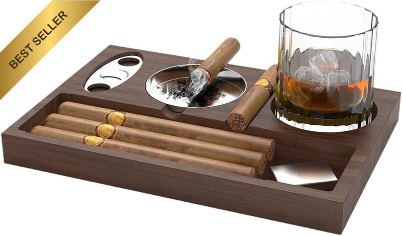 Wooden Cigar Ashtray Sturdy Rest Elegant Smoking Tray Indoor Outdoor