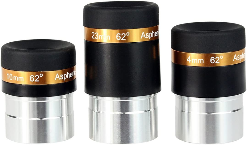Telescope Eyepieces 4mm 10mm 23mm 62 Degree Wide Angle Aspheric Eyepiece for 1.2