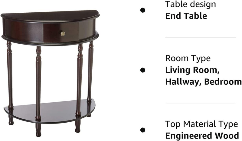 Frenchi Home Furnishing End Table/Side Table, Espresso Finish