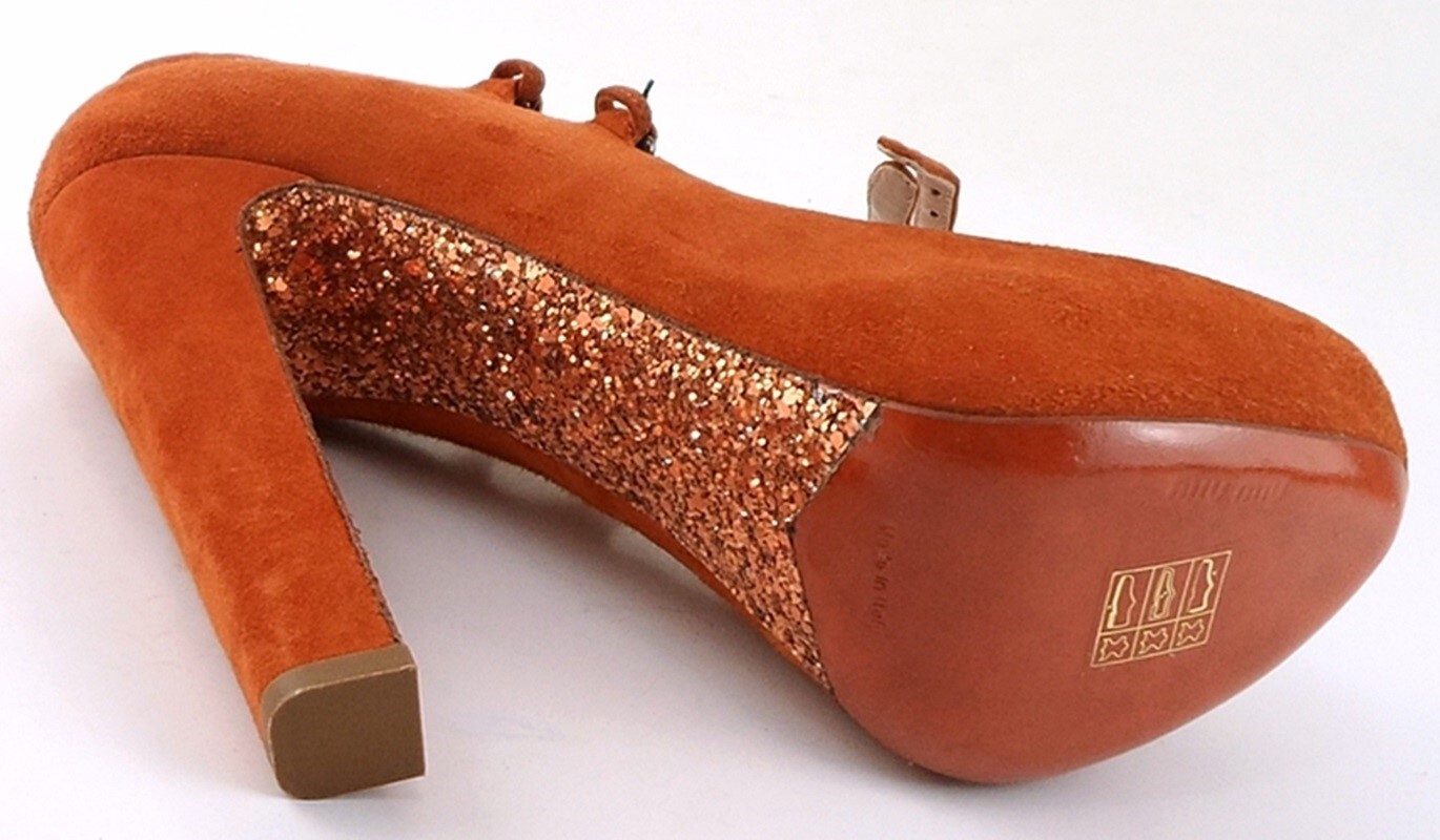 Pre-owned Miu Miu $730  5ip283 Rame Maple Designer Mary Jane Platform Pumps 7.5 Eur 38.5
