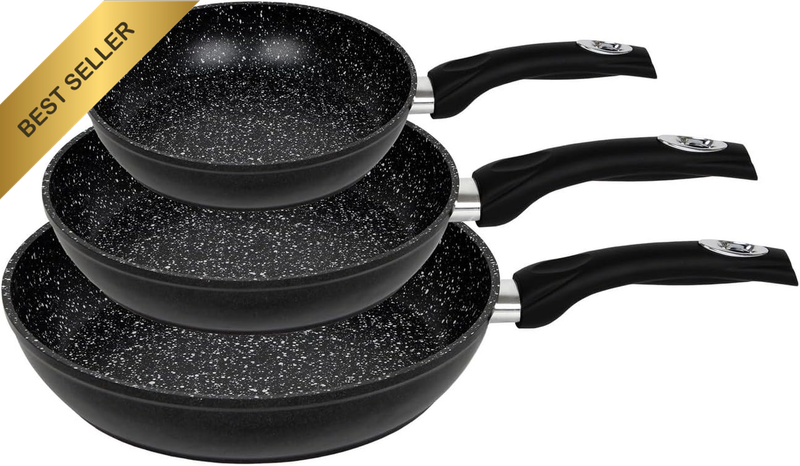 3-Piece Forged Frypan Set - Non-Stick Coating, Durable Aluminium, Even Heat Dist