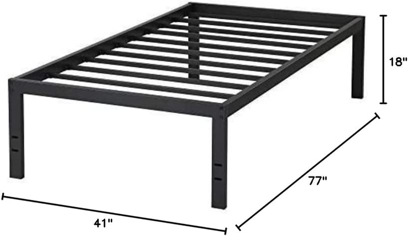 New Dura Metal Steel Slate Bed Frame, Twin, Black