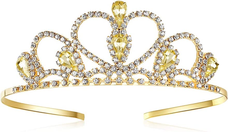 Colorful Gems Gold Rhinestone Tiara for Little Girl in Halloween Birthday Prince