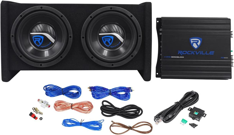 RV8.2A 800 Watt Dual 8" Car Subwoofer Enclosure+Mono Amplifi