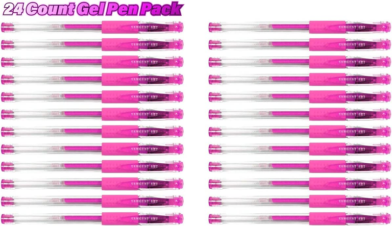 24 Count Pink Glitter Gel Pens, Non-Toxic, Magical Ink Pens, Art Marker Pens for