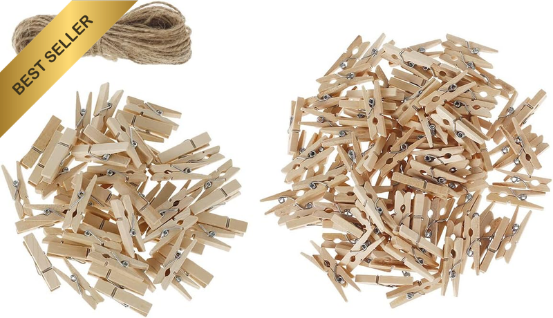 150Pcs Mini Wooden Pegs for Holding Photo Paper, Photo Clips Mini Clothespins Wo