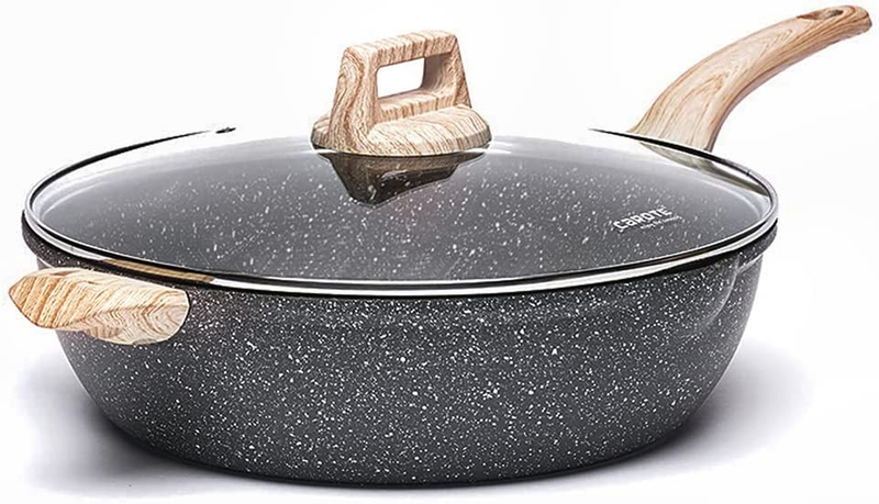 With Lid, 12.5 Inch Skillet Saute Pan Induction Cookwar