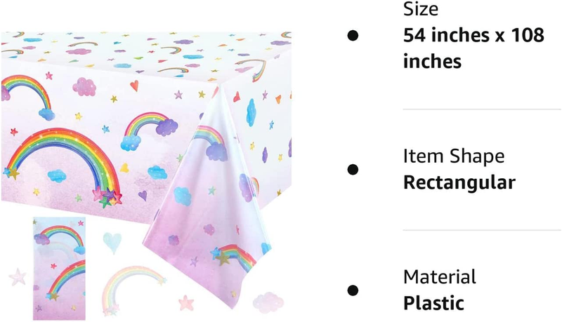 Rainbow Tablecloths Disposable Plastic Rainbow Waterproof Table Cover Rectangula