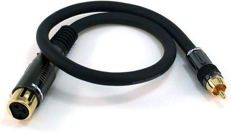 Monoprice XLR Female to RCA Male Cable - 1.5 Feet - Black, 16AWG, Gold Plated -