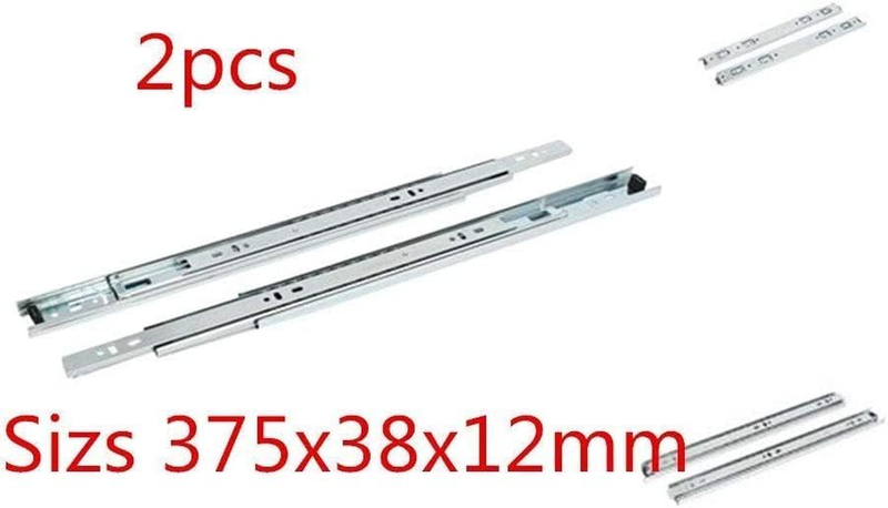 2Pcs 15" 3 Fold Side Mount Full Extension Ball Bearing Drawer Slides Silver Tone