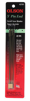 Olson  5 in. Carbon Steel  Scroll Saw Blade  25 TPI 6 pk